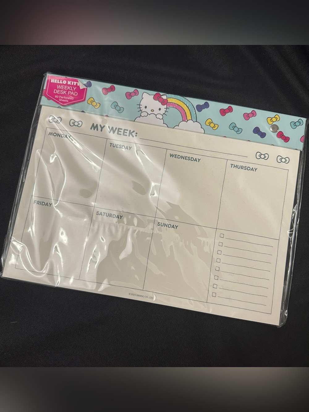 Hello Kitty Weekly Desk Pad Planner - Pastel Blue & Pink Accents
